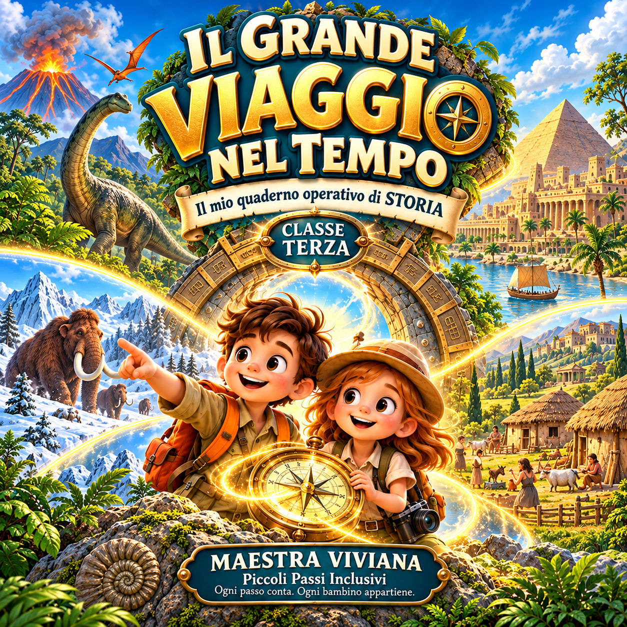 Copertina di Il Grande Viaggio nel Tempo – Quaderno Operativo di Storia, Classe 3^